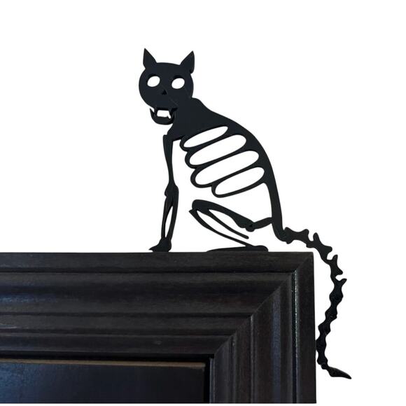 Handmade Other - Gothic Skeleton Cat Door Frame Topper Spooky Halloween Decor Haunted House Vibes